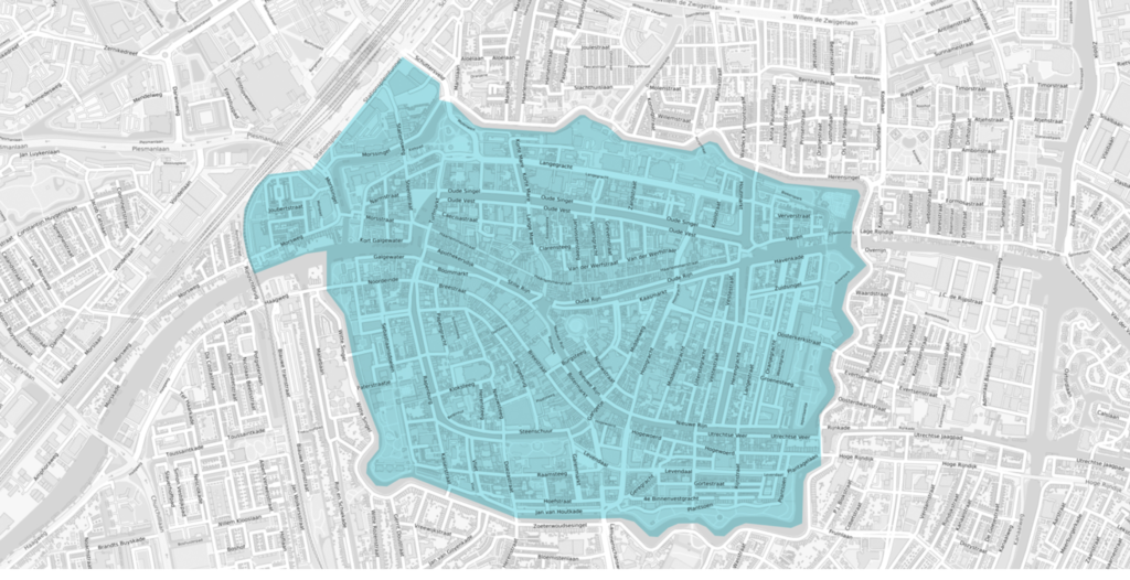 Zonekaart zero emissie stadslogistiek Leiden